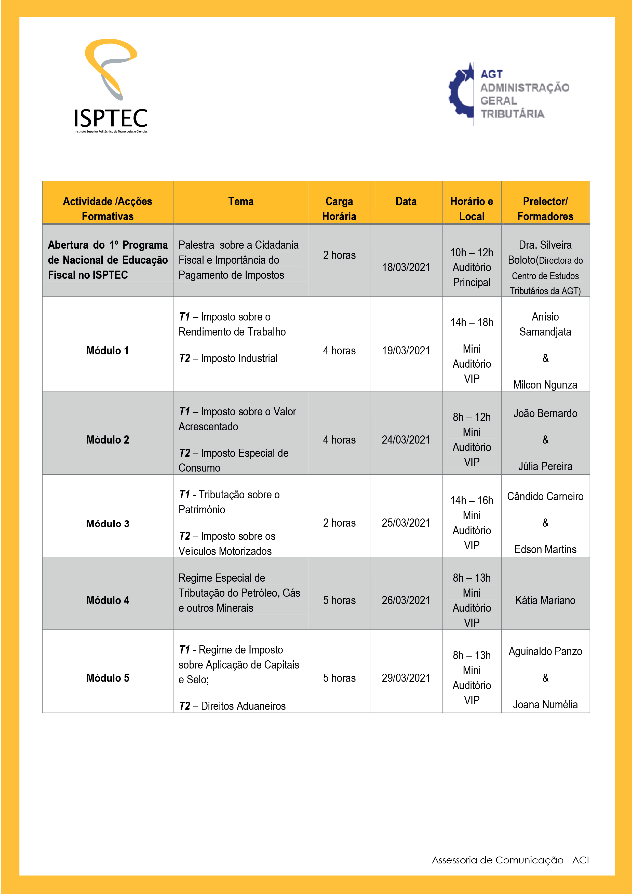 PROGRAMA NACIONAL DE EDUCAÇÃO FISCAL PARA ESTUDANTES UNIVERSITÁRIOS NO ISPTEC